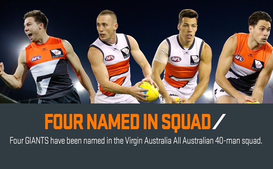 Four Giants In 40 Man Virgin Australia All Australian Squad